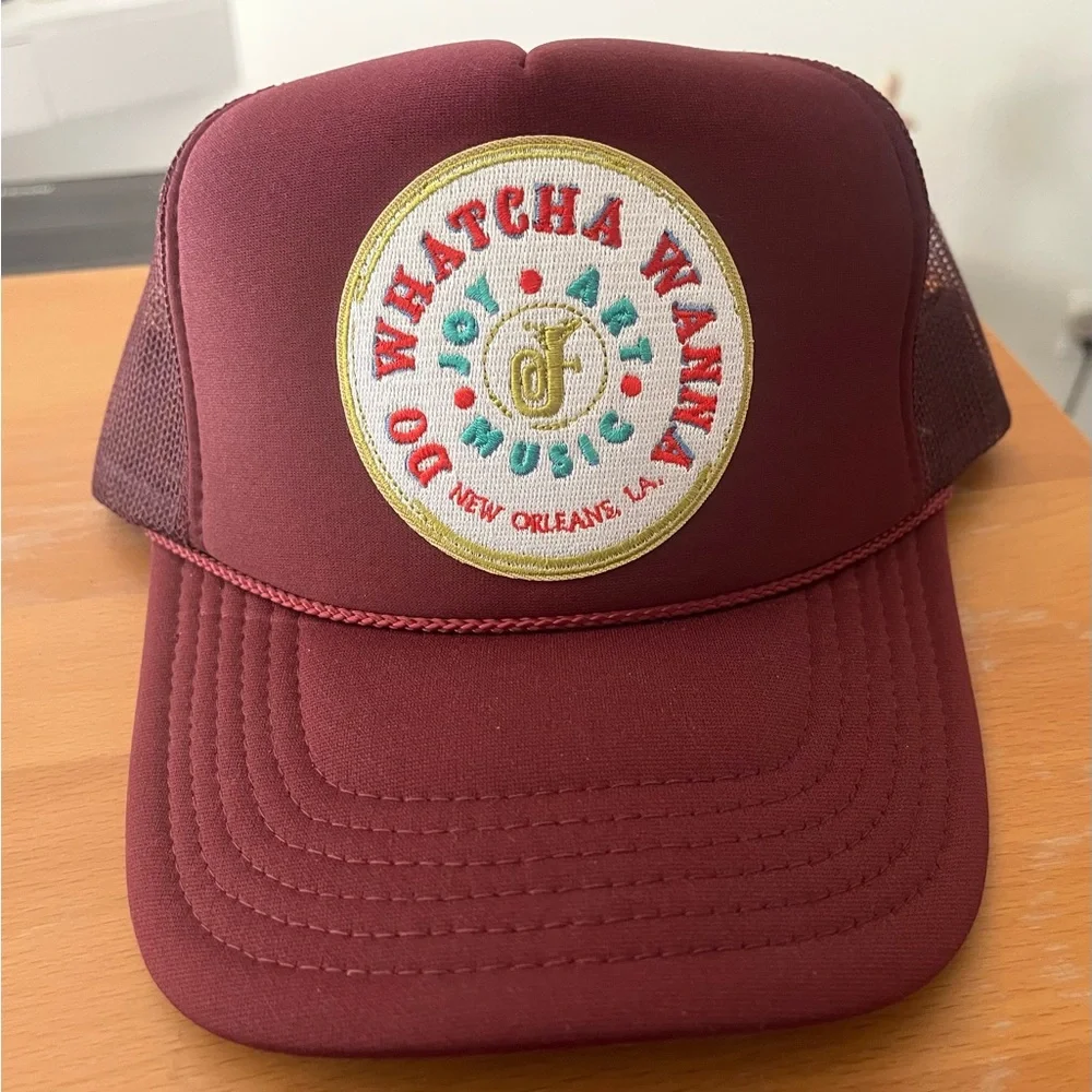 Burgundy “DO WHATCHA WANNA” Trucker Hat by JAMNOLA™ - Picture 1 of 5